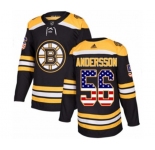 Youth Adidas Boston Bruins #56 Axel Andersson Authentic Black USA Flag Fashion NHL Jersey