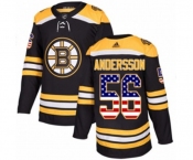Youth Adidas Boston Bruins #56 Axel Andersson Authentic Black USA Flag Fashion NHL Jersey