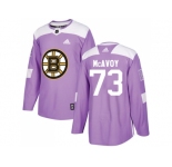 Youth Adidas Boston Bruins #73 Charlie McAvoy Purple Authentic Fights Cancer Stitched NHL Jersey