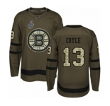 Youth Boston Bruins #13 Charlie Coyle Authentic Green Salute to Service 2019 Stanley Cup Final Bound Hockey Jersey