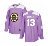 Youth Boston Bruins #13 Charlie Coyle Authentic Purple Fights Cancer Practice Hockey Jersey