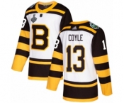Youth Boston Bruins #13 Charlie Coyle Authentic White Winter Classic 2019 Stanley Cup Final Bound Hockey Jersey