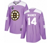 Youth Boston Bruins #14 Chris Wagner Authentic Purple Fights Cancer Practice 2019 Stanley Cup Final Bound Hockey Jersey