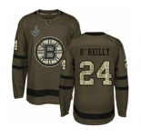 Youth Boston Bruins #24 Terry O'Reilly Authentic Green Salute to Service 2019 Stanley Cup Final Bound Hockey Jersey