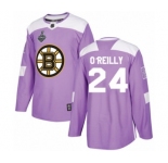 Youth Boston Bruins #24 Terry O'Reilly Authentic Purple Fights Cancer Practice 2019 Stanley Cup Final Bound Hockey Jersey