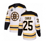 Youth Boston Bruins #25 Brandon Carlo Authentic White Away 2019 Stanley Cup Final Bound Hockey Jersey
