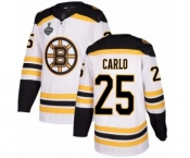 Youth Boston Bruins #25 Brandon Carlo Authentic White Away 2019 Stanley Cup Final Bound Hockey Jersey