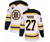 Youth Boston Bruins #27 John Moore Authentic White Away 2019 Stanley Cup Final Bound Hockey Jersey