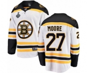 Youth Boston Bruins #27 John Moore Authentic White Away Fanatics Branded Breakaway 2019 Stanley Cup Final Bound Hockey Jersey
