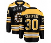 Youth Boston Bruins #30 Gerry Cheevers Authentic Black Home Fanatics Branded Breakaway 2019 Stanley Cup Final Bound Hockey Jersey