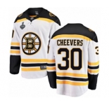 Youth Boston Bruins #30 Gerry Cheevers Authentic White Away Fanatics Branded Breakaway 2019 Stanley Cup Final Bound Hockey Jersey