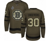 Youth Boston Bruins #30 Gerry Cheevers Premier Green Salute to Service 2019 Stanley Cup Final Bound Hockey Jersey