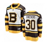 Youth Boston Bruins #30 Gerry Cheevers White 2019 Winter Classic Fanatics Branded Breakaway NHL Jersey