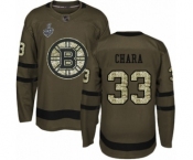 Youth Boston Bruins #33 Zdeno Chara Authentic Green Salute to Service 2019 Stanley Cup Final Bound Hockey Jersey