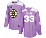 Youth Boston Bruins #33 Zdeno Chara Authentic Purple Fights Cancer Practice 2019 Stanley Cup Final Bound Hockey Jersey
