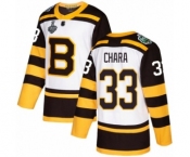 Youth Boston Bruins #33 Zdeno Chara Authentic White Winter Classic 2019 Stanley Cup Final Bound Hockey Jersey