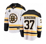 Youth Boston Bruins #37 Patrice Bergeron Authentic White Away Fanatics Branded Breakaway 2019 Stanley Cup Final Bound Hockey Jersey