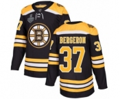 Youth Boston Bruins #37 Patrice Bergeron Premier Black Home 2019 Stanley Cup Final Bound Hockey Jersey