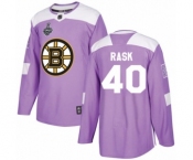 Youth Boston Bruins #40 Tuukka Rask Authentic Purple Fights Cancer Practice 2019 Stanley Cup Final Bound Hockey Jersey