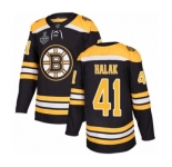 Youth Boston Bruins #41 Jaroslav Halak Premier Black Home 2019 Stanley Cup Final Bound Hockey Jersey