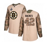 Youth Boston Bruins #42 David Backes Authentic Camo Veterans Day Practice 2019 Stanley Cup Final Bound Hockey Jersey