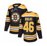 Youth Boston Bruins #46 David Krejci Premier Black Home 2019 Stanley Cup Final Bound Hockey Jersey