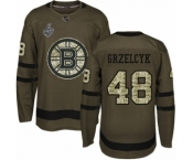 Youth Boston Bruins #48 Matt Grzelcyk Authentic Green Salute to Service 2019 Stanley Cup Final Bound Hockey Jersey