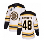 Youth Boston Bruins #48 Matt Grzelcyk Authentic White Away 2019 Stanley Cup Final Bound Hockey Jersey