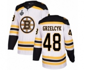 Youth Boston Bruins #48 Matt Grzelcyk Authentic White Away 2019 Stanley Cup Final Bound Hockey Jersey
