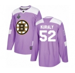 Youth Boston Bruins #52 Sean Kuraly Authentic Purple Fights Cancer Practice 2019 Stanley Cup Final Bound Hockey Jersey