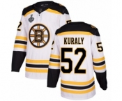 Youth Boston Bruins #52 Sean Kuraly Authentic White Away 2019 Stanley Cup Final Bound Hockey Jersey