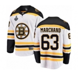 Youth Boston Bruins #63 Brad Marchand Authentic White Away Fanatics Branded Breakaway 2019 Stanley Cup Final Bound Hockey Jersey