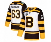 Youth Boston Bruins #63 Brad Marchand Authentic White Winter Classic 2019 Stanley Cup Final Bound Hockey Jersey