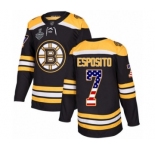 Youth Boston Bruins #7 Phil Esposito Authentic Black USA Flag Fashion 2019 Stanley Cup Final Bound Hockey Jersey