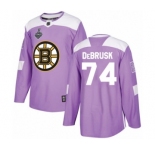 Youth Boston Bruins #74 Jake DeBrusk Authentic Purple Fights Cancer Practice 2019 Stanley Cup Final Bound Hockey Jersey