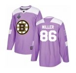 Youth Boston Bruins #86 Kevan Miller Authentic Purple Fights Cancer Practice 2019 Stanley Cup Final Bound Hockey Jersey