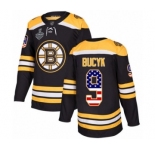 Youth Boston Bruins #9 Johnny Bucyk Authentic Black USA Flag Fashion 2019 Stanley Cup Final Bound Hockey Jersey