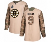 Youth Boston Bruins #9 Johnny Bucyk Authentic Camo Veterans Day Practice 2019 Stanley Cup Final Bound Hockey Jersey