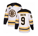 Youth Boston Bruins #9 Johnny Bucyk Authentic White Away 2019 Stanley Cup Final Bound Hockey Jersey