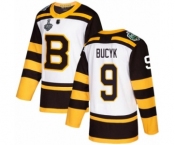 Youth Boston Bruins #9 Johnny Bucyk Authentic White Winter Classic 2019 Stanley Cup Final Bound Hockey Jersey