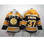 youth nhl jerseys boston bruins #37 bergeron black-yellow[pullover hooded sweatshirt] [patch A]