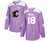 Calgary Flames #18 James Neal Authentic Purple Fights Cancer Practice Hockey Jersey