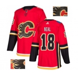 Calgary Flames #18 James Neal Authentic Red Fashion Gold Hockey Jersey