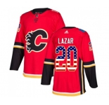 Calgary Flames #20 Curtis Lazar Authentic Red USA Flag Fashion Hockey Jersey