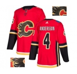 Calgary Flames #4 Rasmus Andersson Authentic Red Fashion Gold Hockey Jersey