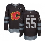 Calgary Flames #55 Noah Hanifin Authentic Black 1917-2017 100th Anniversary Hockey Jersey