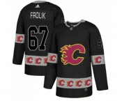Calgary Flames #67 Michael Frolik Authentic Black Team Logo Fashion Hockey Jersey
