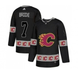 Calgary Flames #7 TJ Brodie Authentic Black Team Logo Fashion Hockey Jersey