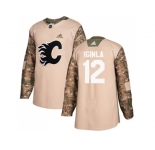 Men Adidas Calgary Flames #12 Jarome Iginla Camo Authentic 2017 Veterans Day Stitched NHL Jersey