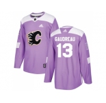 Men Adidas Calgary Flames #13 Johnny Gaudreau Purple Authentic Fights Cancer Stitched NHL Jersey